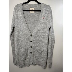 Hollister Vintage Varsity Style Grey Cardigan Sweater Size XS